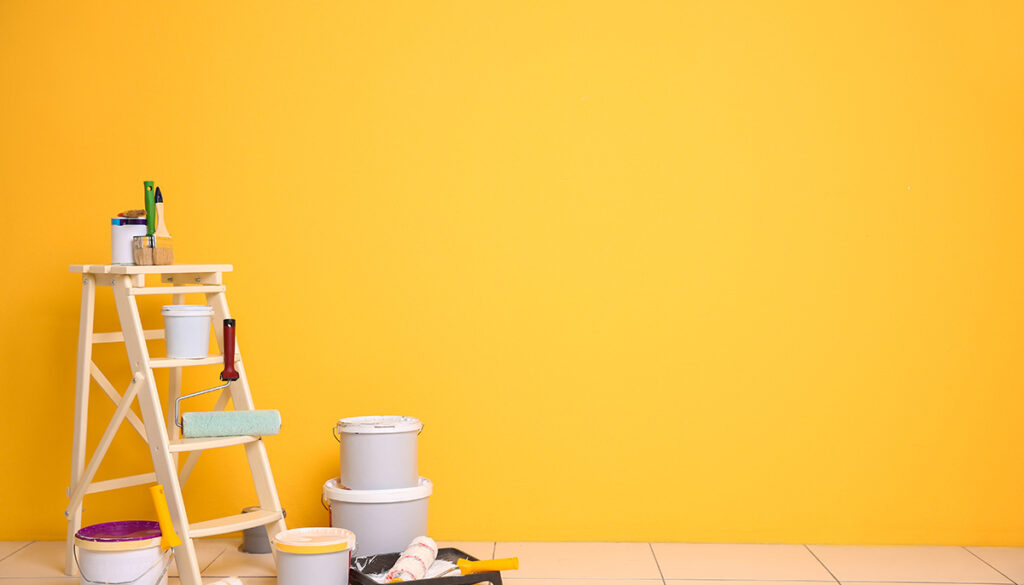 yellow-wall-and-painting-supplies